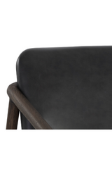 Black Leather Oak Lounge Chair by Splendido Cinelli Accent Chair, alternate view 7