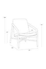 Black Leather Oak Lounge Chair by Splendido Cinelli Accent Chair, alternate view 9