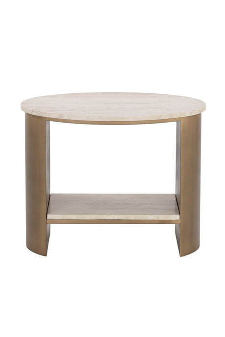 Oval Travertine Side Table by Splendido Roshni