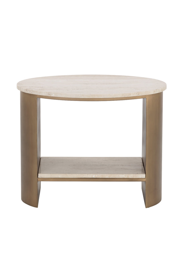 Oval Travertine Side Table by Splendido Roshni
