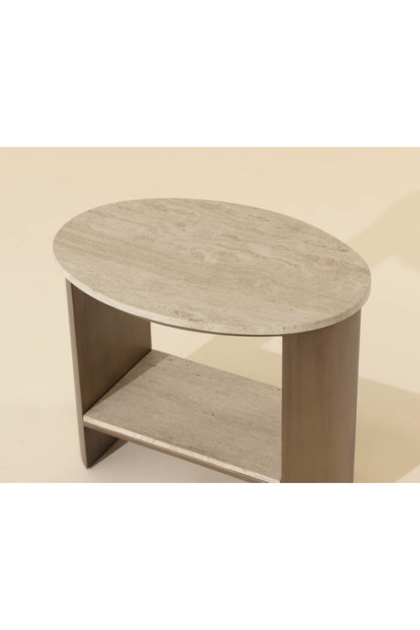 Oval Travertine Side Table by Splendido Roshni, alternate view 10
