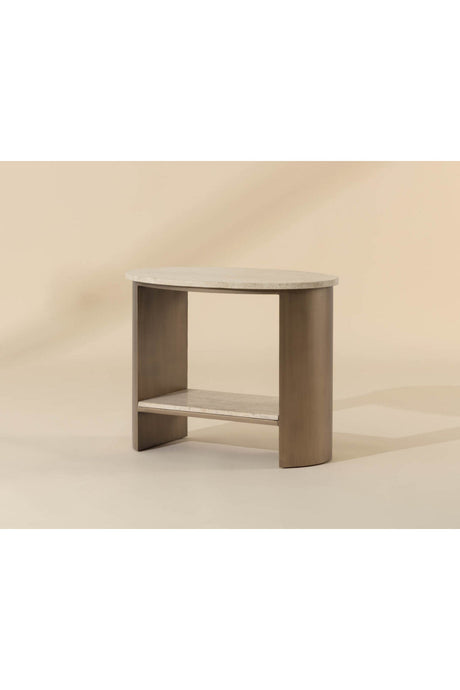 Oval Travertine Side Table by Splendido Roshni, alternate view 9