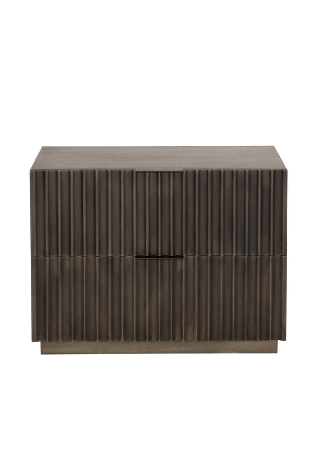 Taupe Fluted Wooden 2-Drawer Nightstand by Splendido Carlin