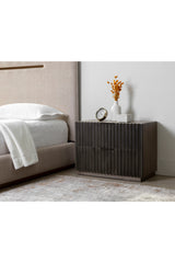 Taupe Fluted Wooden 2-Drawer Nightstand by Splendido Carlin, alternate view 8