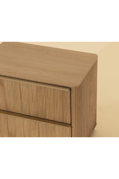 Reeded Oak 2-Drawer Nightstand by Splendido Kalla, alternate view 11