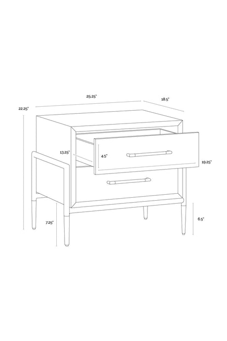 Acacia Veneer 2-Drawer Nightstand by Splendido Weldrick, alternate view 8