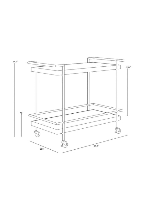 White Marble Look Bar Cart by Splendido Contardi Trolley, alternate view 8