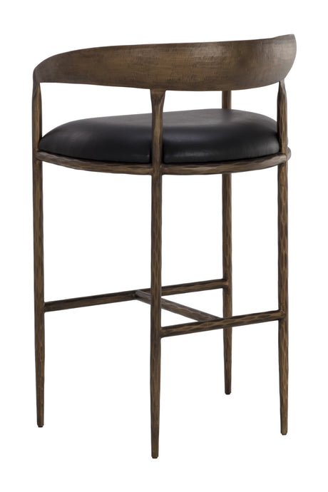 Hammered Metal Leather Bar Stool by Splendido Zanatta Barstool, alternate view 5