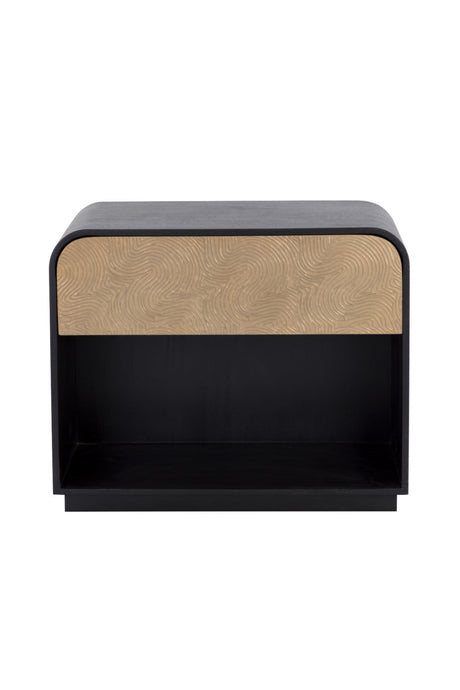 Champagne Gold Accented Black Nightstand by Splendido Algarve