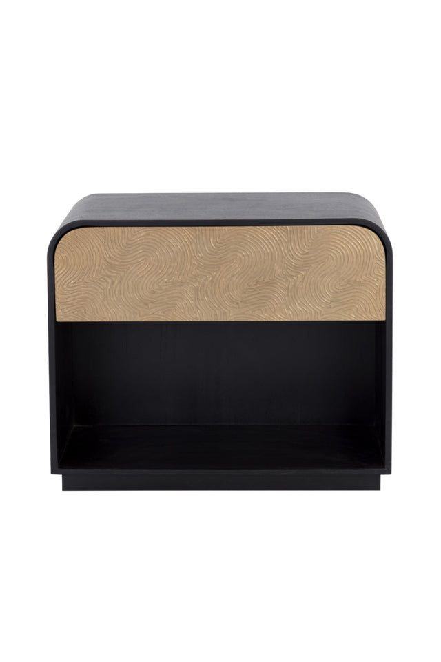 Champagne Gold Accented Black Nightstand by Splendido Algarve