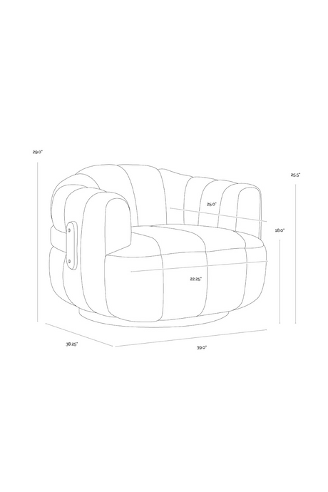 Oak Base Barrel Swivel Armchair by Splendido Tadeo Accent Chair, alternate view 22
