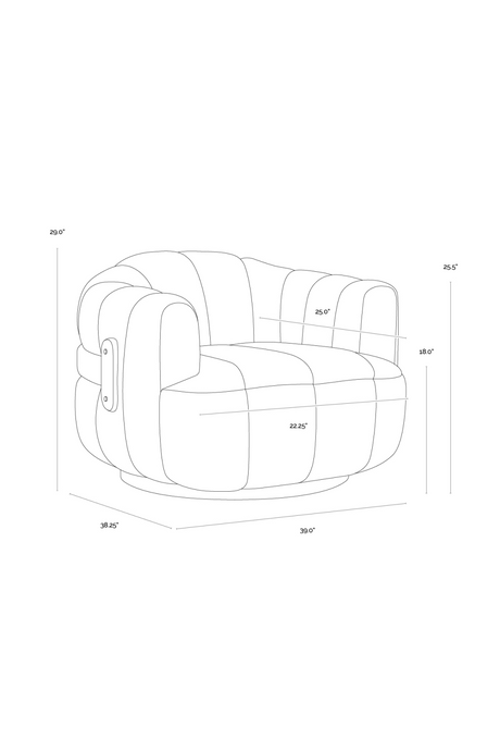 Oak Base Barrel Swivel Armchair by Splendido Tadeo Accent Chair, alternate view 9
