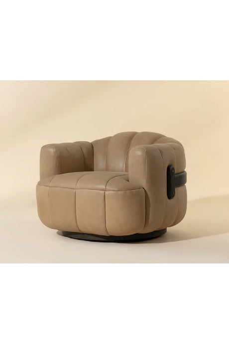 Oak Base Barrel Swivel Armchair by Splendido Tadeo Accent Chair, alternate view 11
