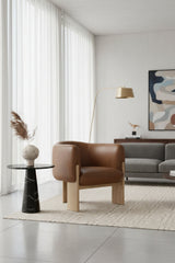 Brown Leather Curved Lounge Chair by Splendido Trine Accent Chair, alternate view 2