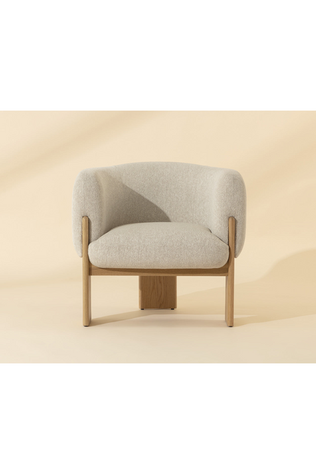 Cream Fabric Curved Lounge Chair by Splendido Trine Accent Chair, alternate view 9