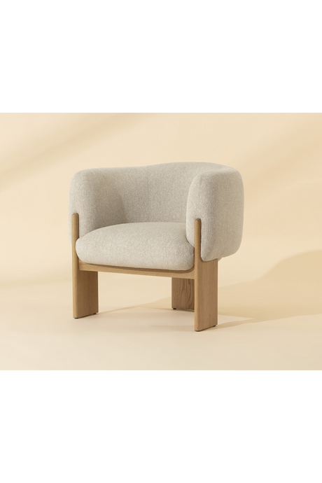 Cream Fabric Curved Lounge Chair by Splendido Trine Accent Chair, alternate view 10