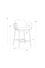 Leather-Look Channeled Arm Counter Stool by Splendido Lucano, alternate view 12
