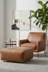 Brown Leather Square Ottoman by Splendido Elio, alternate view 2