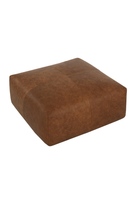 Brown Leather Square Ottoman by Splendido Elio, alternate view 4