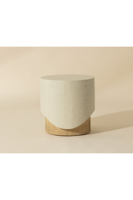 Cream Cylindrical Indoor/Outdoor End Table by Splendido Patras Side Table, alternate view 10