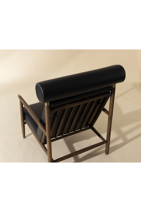 Oak Framed Leather Lounge Chair by Splendido Biko Accent Chair, alternate view 19