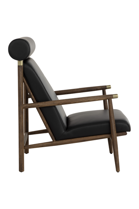Oak Framed Leather Lounge Chair by Splendido Biko Accent Chair, alternate view 13