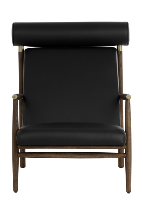 Oak Framed Leather Lounge Chair by Splendido Biko Accent Chair, alternate view 12