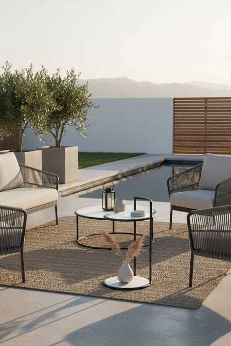 Gold Frame Indoor/Outdoor End Table by Splendido Parga Outdoor Side Table, alternate view 14