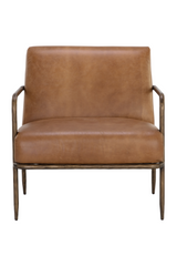 Hammered Brass Leather Lounge Chair by Splendido Lathan Accent Chair, alternate view 4