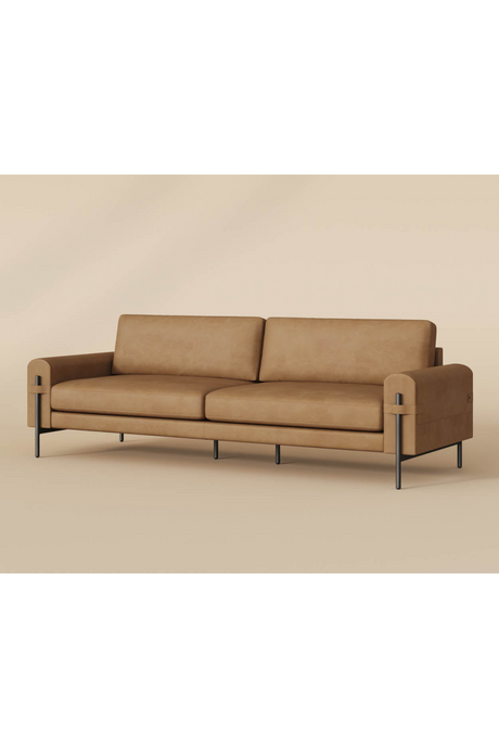 Brown Leather Strapped Sofa by Splendido Camus, alternate view 9