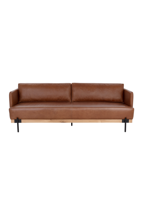 Oak Wood Frame Leather Sofa by Splendido Saul, alternate view 3