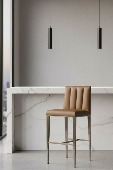 Vertical-Channeled Leather-Look Bar Stool by Splendido Wilbur Barstool, alternate view 2