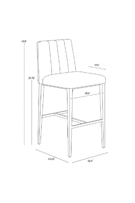 Vertical-Channeled Leather-Look Bar Stool by Splendido Wilbur Barstool, alternate view 13