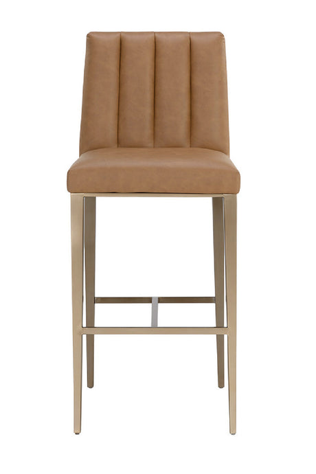 Vertical-Channeled Leather-Look Bar Stool by Splendido Wilbur Barstool, alternate view 3
