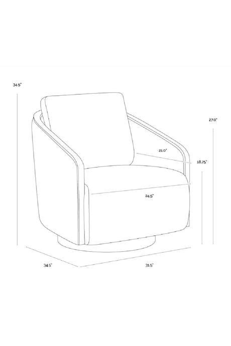 Birch Wood Frame Swivel Chair by Splendido Tasia Accent Chair, alternate view 9