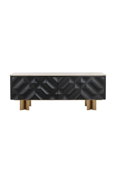 Faceted Black 4-Door Sideboard by Splendido Lautrec