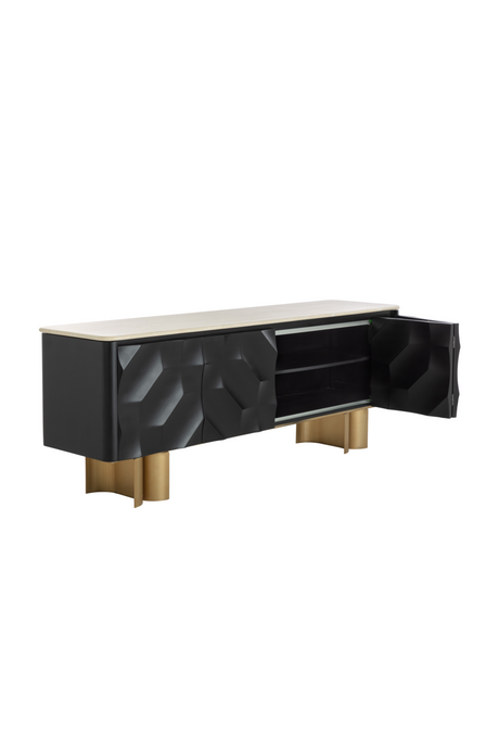 Faceted Black 4-Door Sideboard by Splendido Lautrec, alternate view 4
