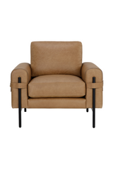 Strapped Brown Leather Lounge Chair by Splendido Camus Accent Chair, alternate view 3
