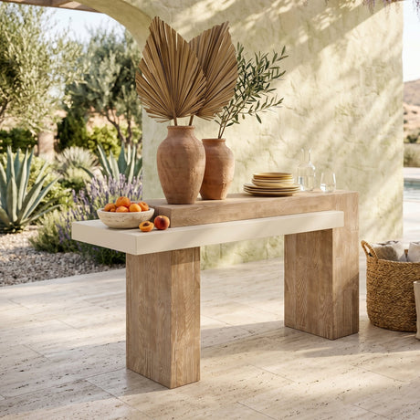 Rectangular Timber-Effect Indoor/Outdoor Console Table by Splendido Herriot, alternate view 2
