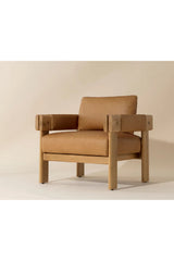 Oak Framed Leather Lounge Chair by Splendido Carmichael Accent Chair, alternate view 11