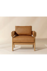 Oak Framed Leather Lounge Chair by Splendido Carmichael Accent Chair, alternate view 10