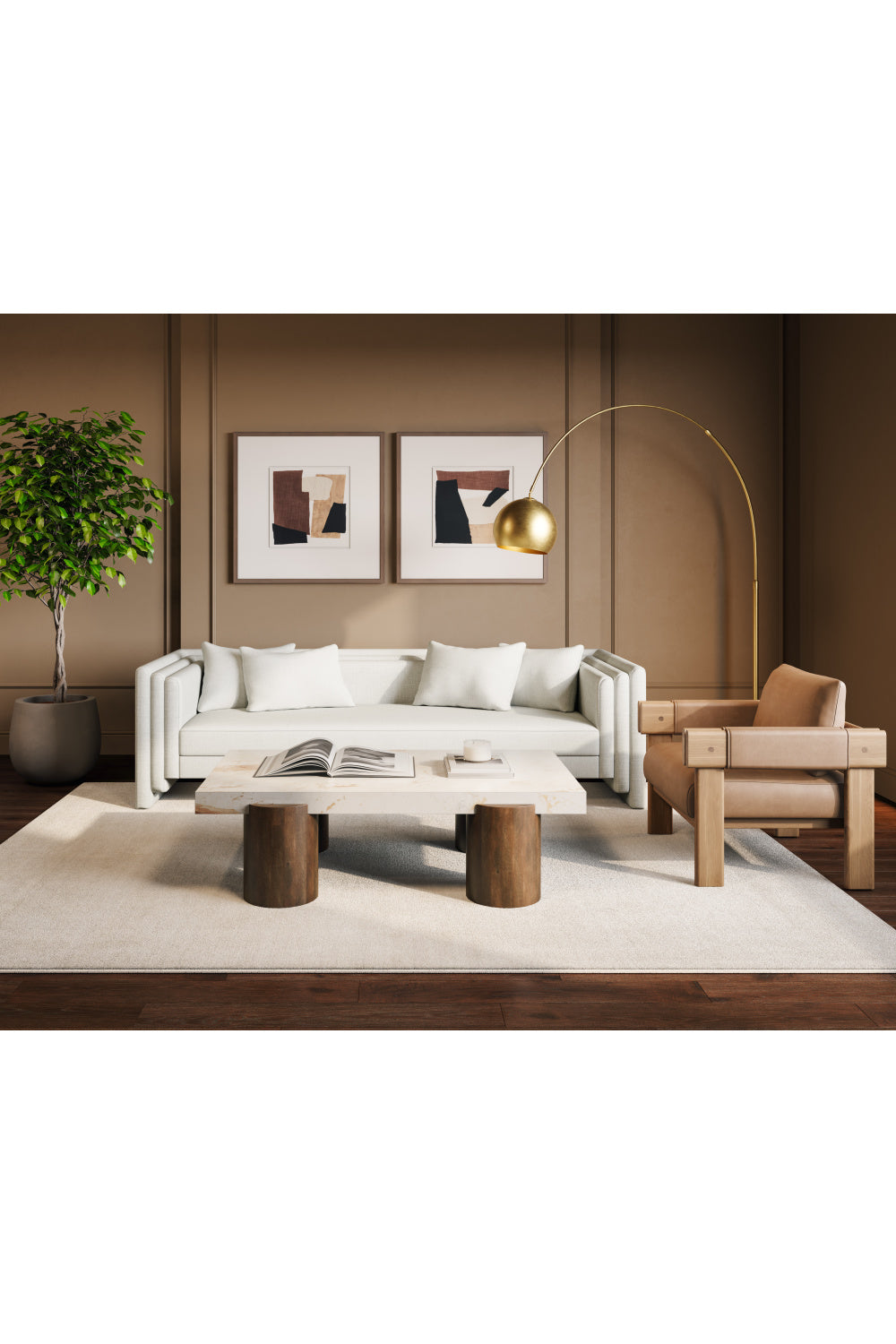 Oak Framed Leather Lounge Chair by Splendido Carmichael Accent Chair, alternate view 15