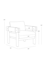 Oak Framed Leather Lounge Chair by Splendido Carmichael Accent Chair, alternate view 9