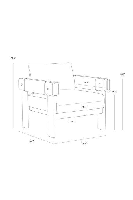Oak Framed Leather Lounge Chair by Splendido Carmichael Accent Chair, alternate view 9