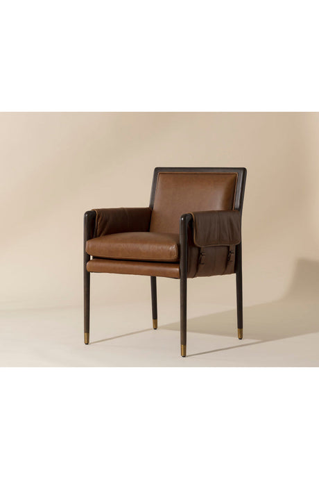 Buckle Flap Leather Dining Armchair by Splendido Mauti Dining Chair, alternate view 10