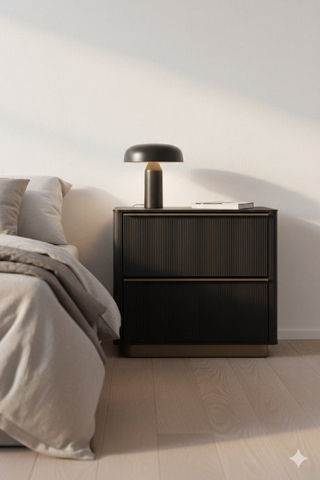 Reeded Oak 2-Drawer Nightstand by Splendido Kalla, alternate view 15