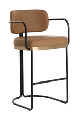 Iron Framed Leather-Look Bar Stool by Splendido Jalen Barstool, alternate view 7