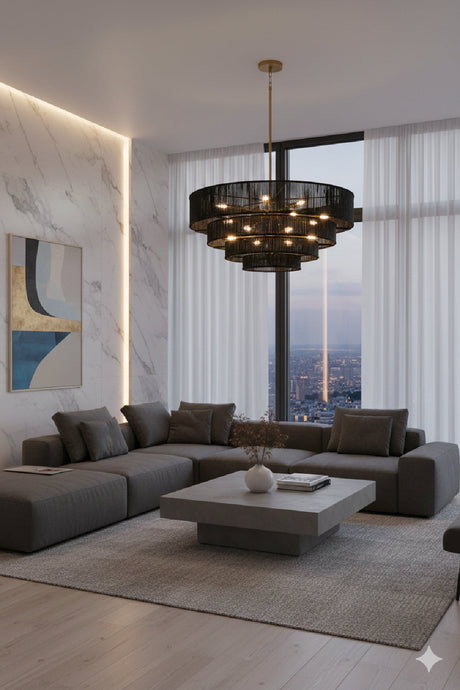 4-Tier Rustic Jute Chandelier by Splendido Lumina, alternate view 8
