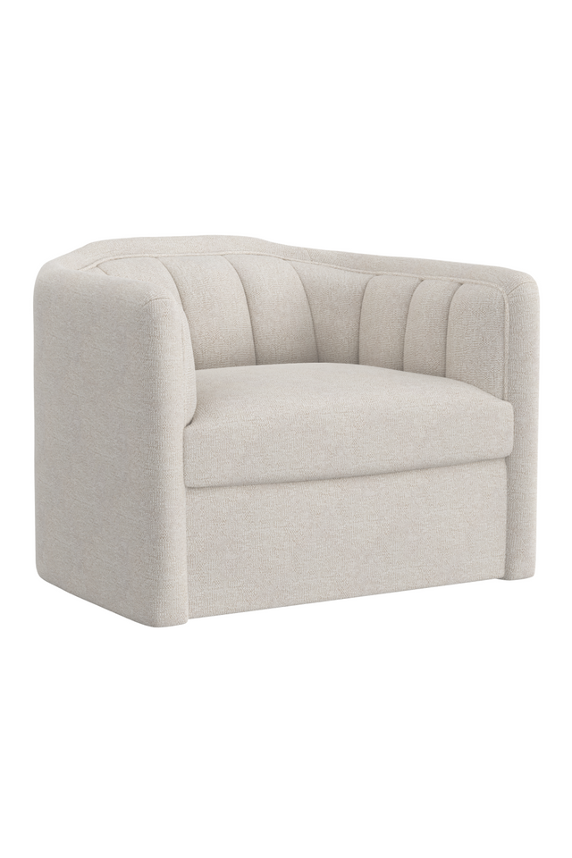 Cream Tufted-Back Swivel Armchair by Splendido Birrit Accent Chair