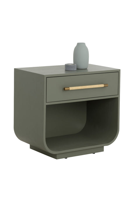 Modern Oak Curved Nightstand by Splendido Tarrant, alternate view 4